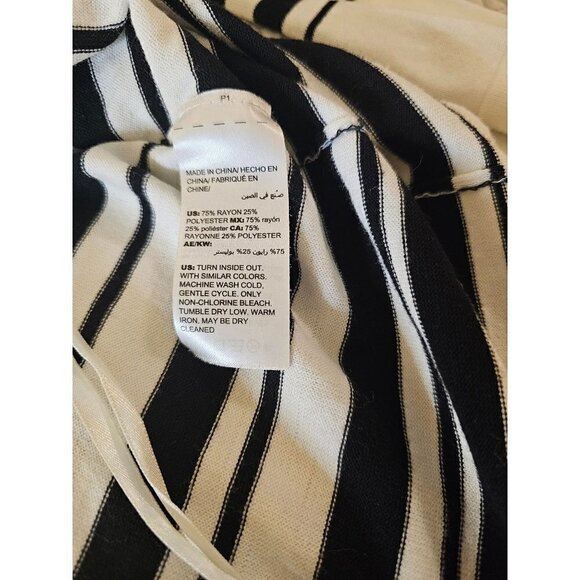 Chico's white w/ black strips size L Long sleeve work knit blouse Top scoop neck - Picture 5 of 6